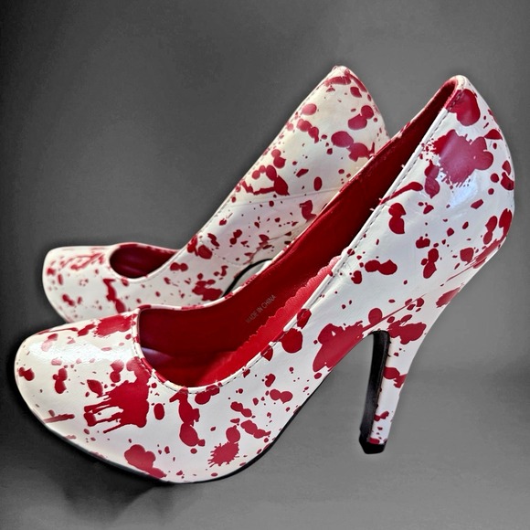 Bloody Horror Halloween, Women's Size 7 Zombie Pumps Costume Goth Cosplay Heels - Picture 1 of 15